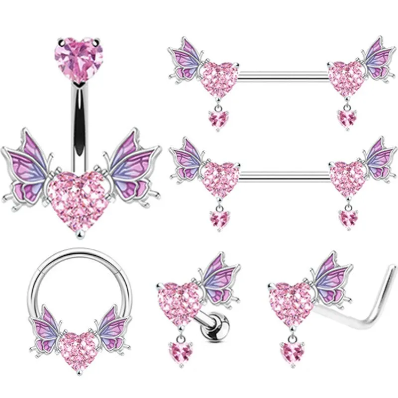 Wholesale Wing Key Navel Nail Nose Nail Nipple Ring Earring Butterfly Ear Bone Nail