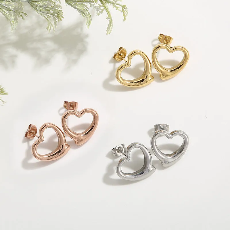 Wholesale Women's Heart-shaped Sweet Gold Plated Earring