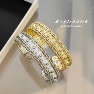 Wholesale woven carved gold paint full diamond bracelet