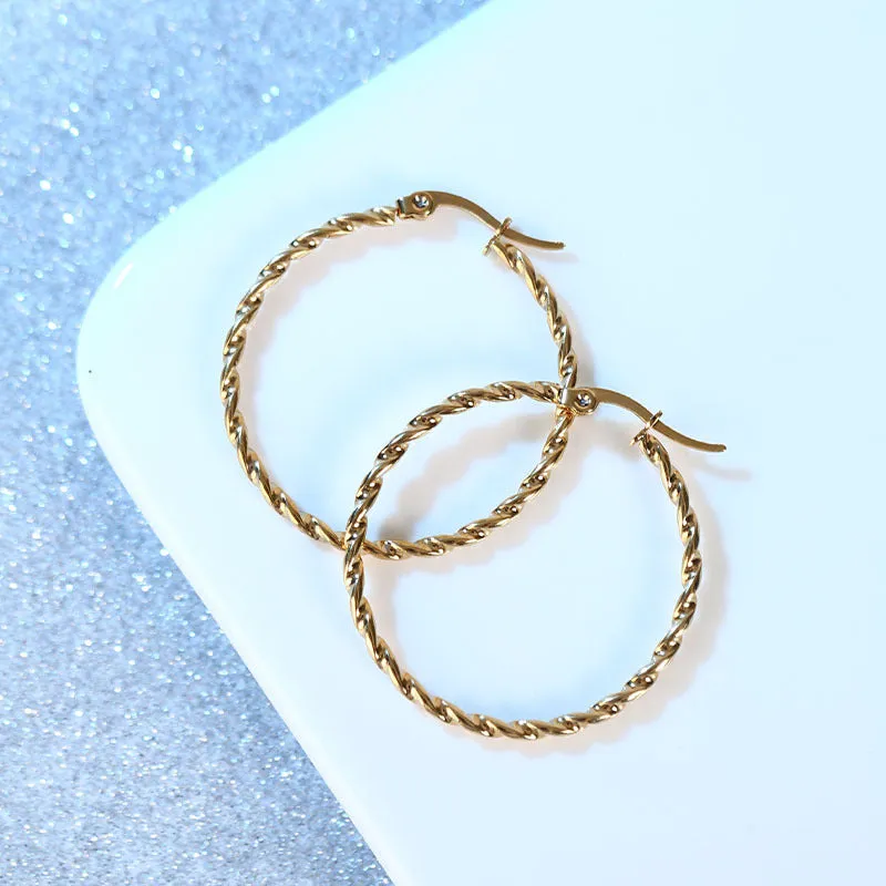 Wholesale Woven Threaded Titanium Steel Earrings