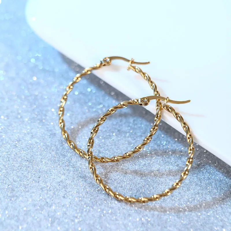 Wholesale Woven Threaded Titanium Steel Earrings