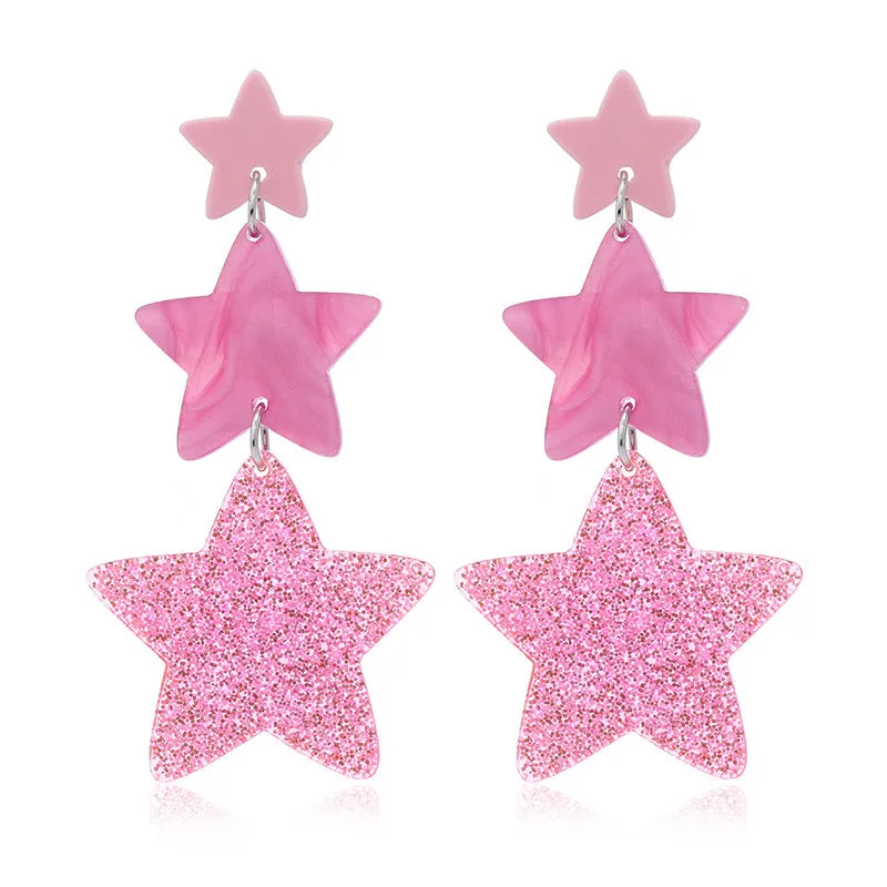 Wholesale Y2K Five Pointed Star Acrylic Earrings
