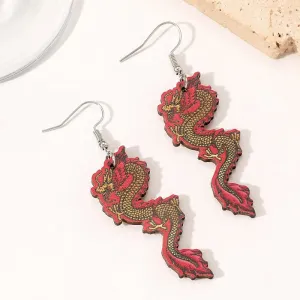Wholesale Year of the Dragon Wood Earrings
