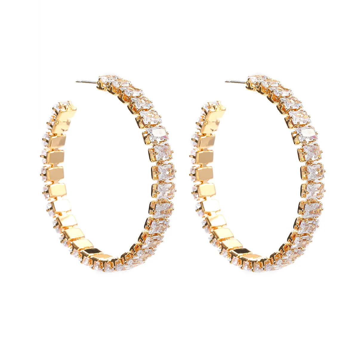 Wholesale Zircon Color Diamond Claw Chain Exaggerated Earrings
