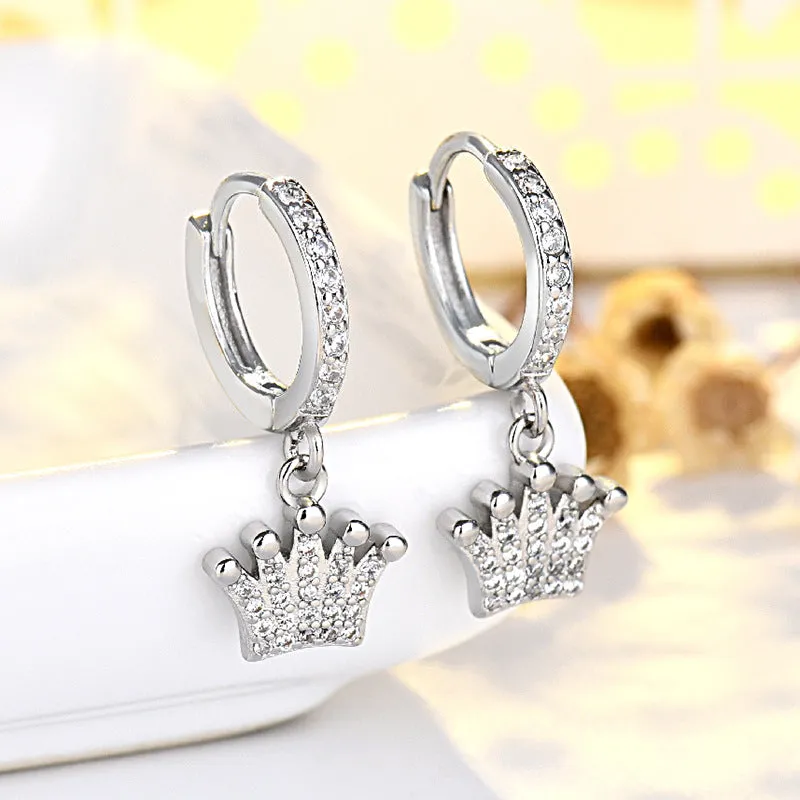 Wholesale Zircon Crown Copper Earrings