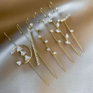 Wholesale Zircon diamond earrings ear hanging style personalized piercing ear needle