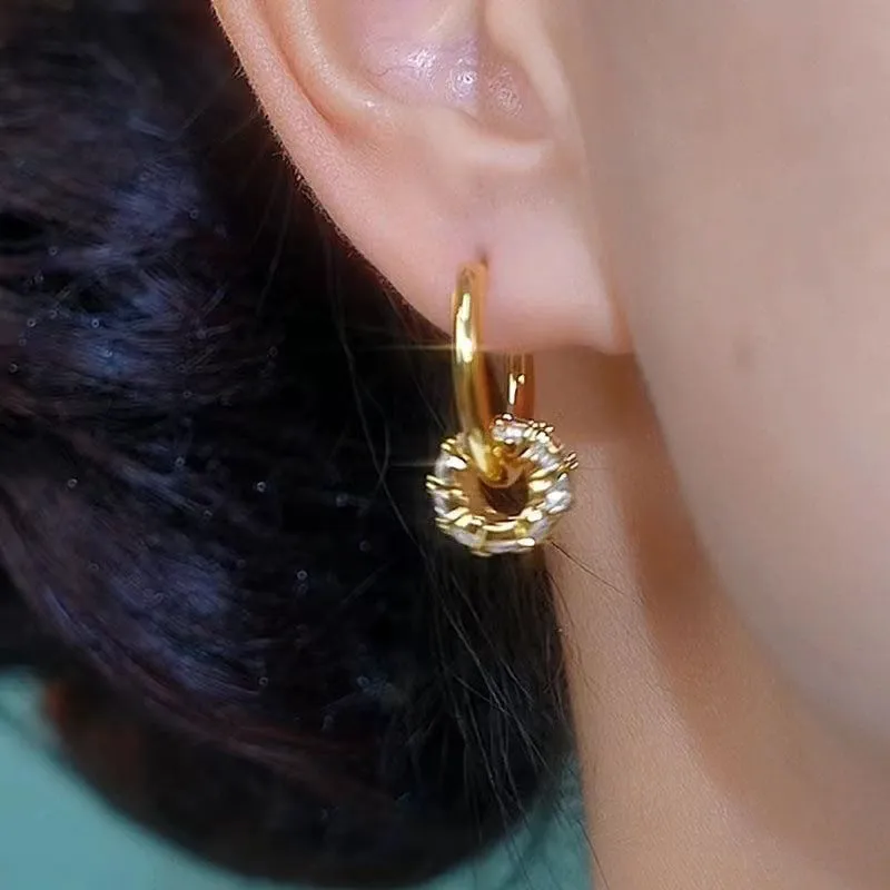 Wholesale Zircon small hoop earrings Hong Kong style retro earrings