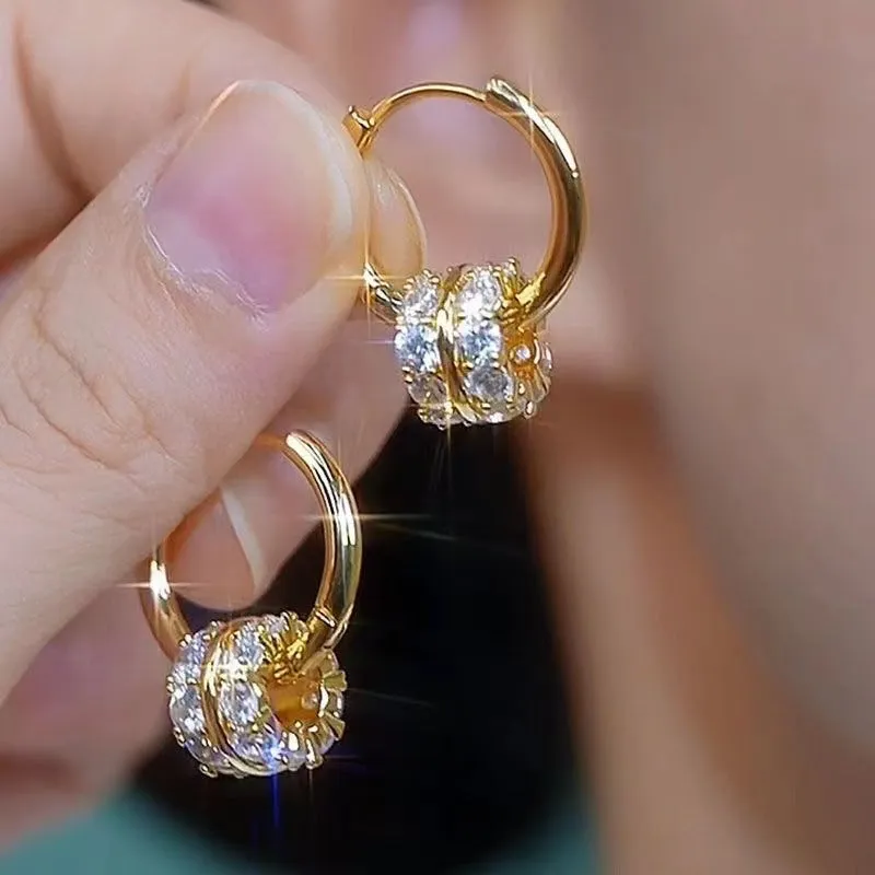 Wholesale Zircon small hoop earrings Hong Kong style retro earrings