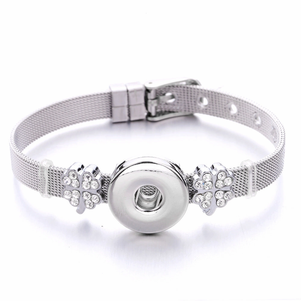 Wholesale18mm Diy Snap Stainless Steel Bracelet