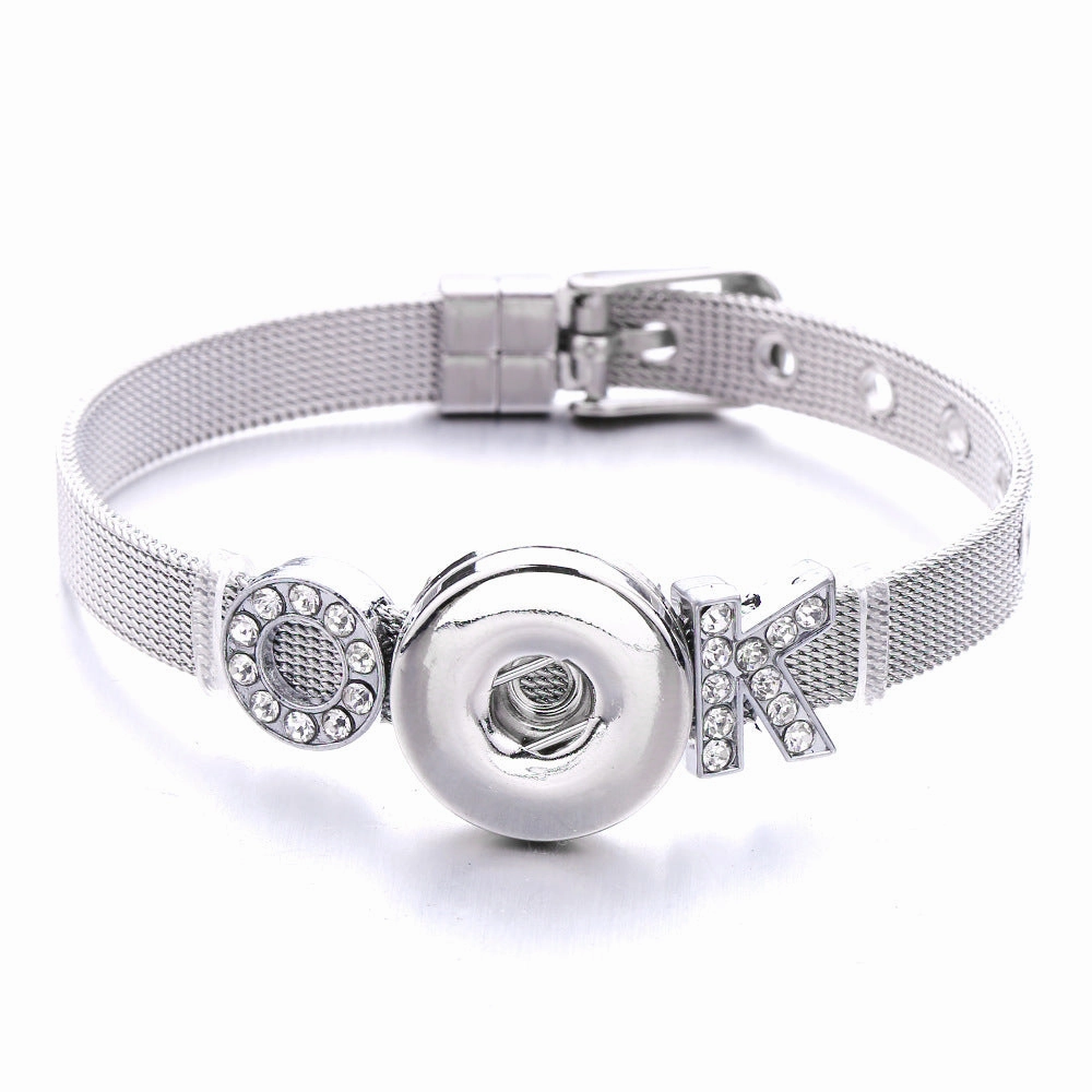 Wholesale18mm Diy Snap Stainless Steel Bracelet