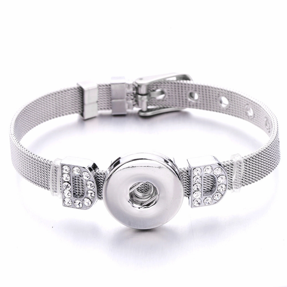 Wholesale18mm Diy Snap Stainless Steel Bracelet