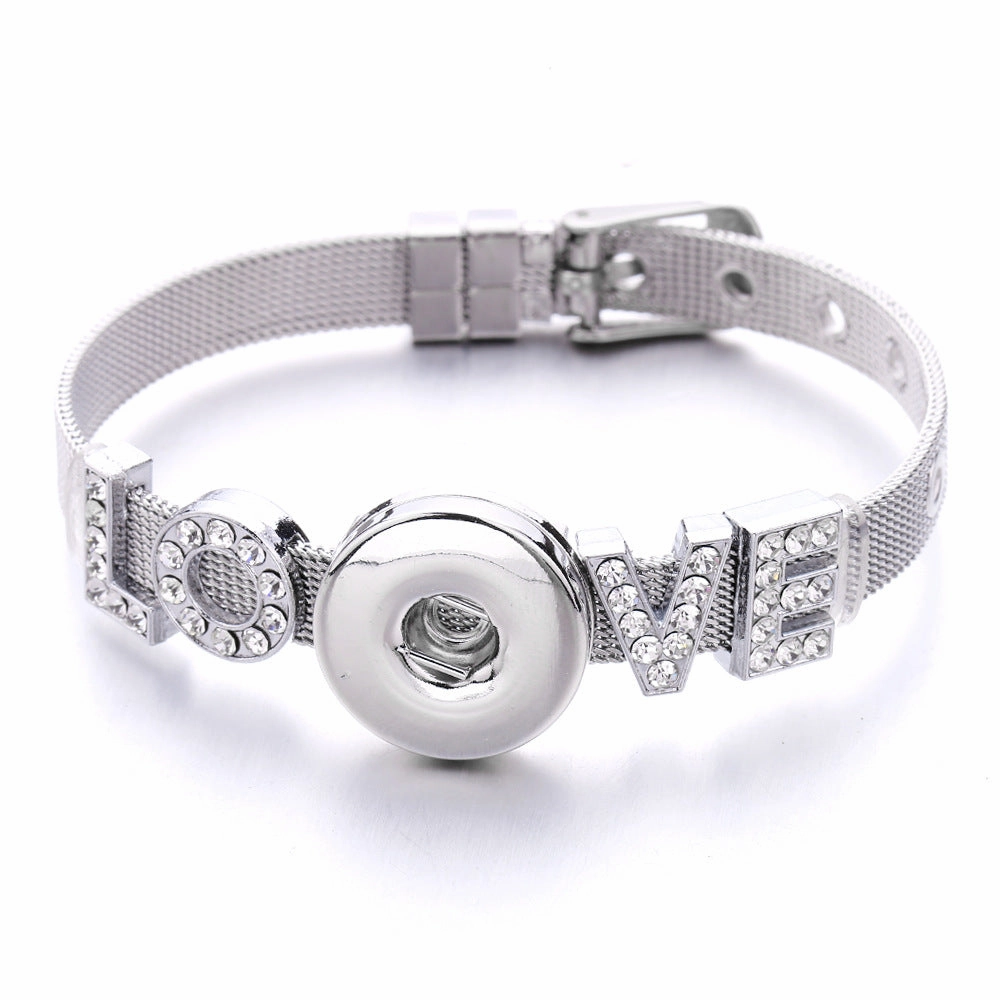 Wholesale18mm Diy Snap Stainless Steel Bracelet