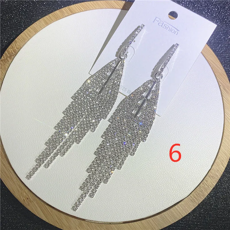 Wholesale5PCS Drop Diamond Tassel Earrings