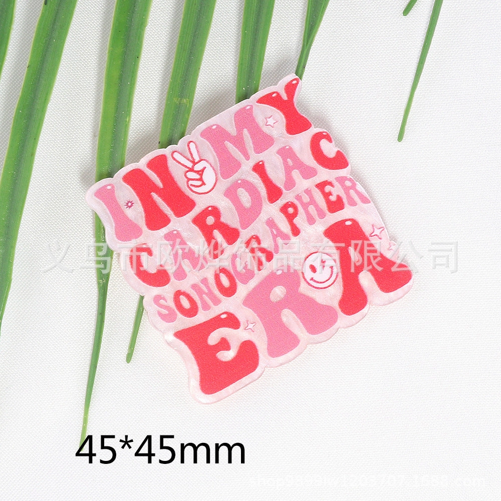 Wholesale 10pcs New loose powder  cartoon letters cute jewelry acrylic pin DIY patch accessories
