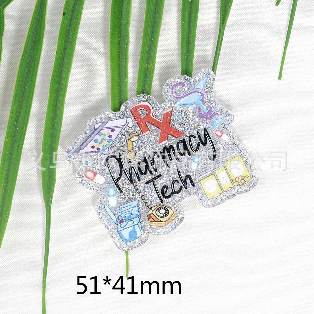 Wholesale 10pcs New loose powder  cartoon letters cute jewelry acrylic pin DIY patch accessories