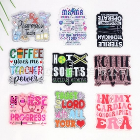 Wholesale 10pcs New loose powder  cartoon letters cute jewelry acrylic pin DIY patch accessories
