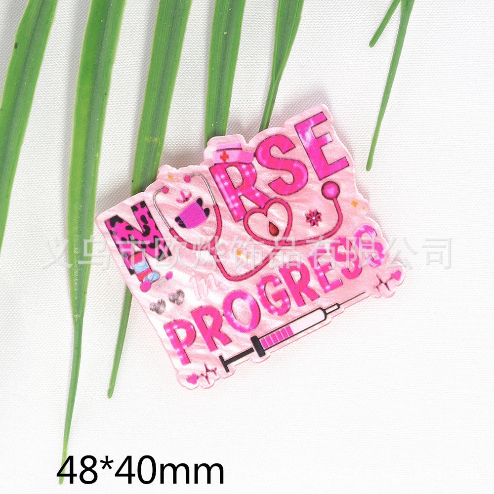 Wholesale 10pcs New loose powder  cartoon letters cute jewelry acrylic pin DIY patch accessories