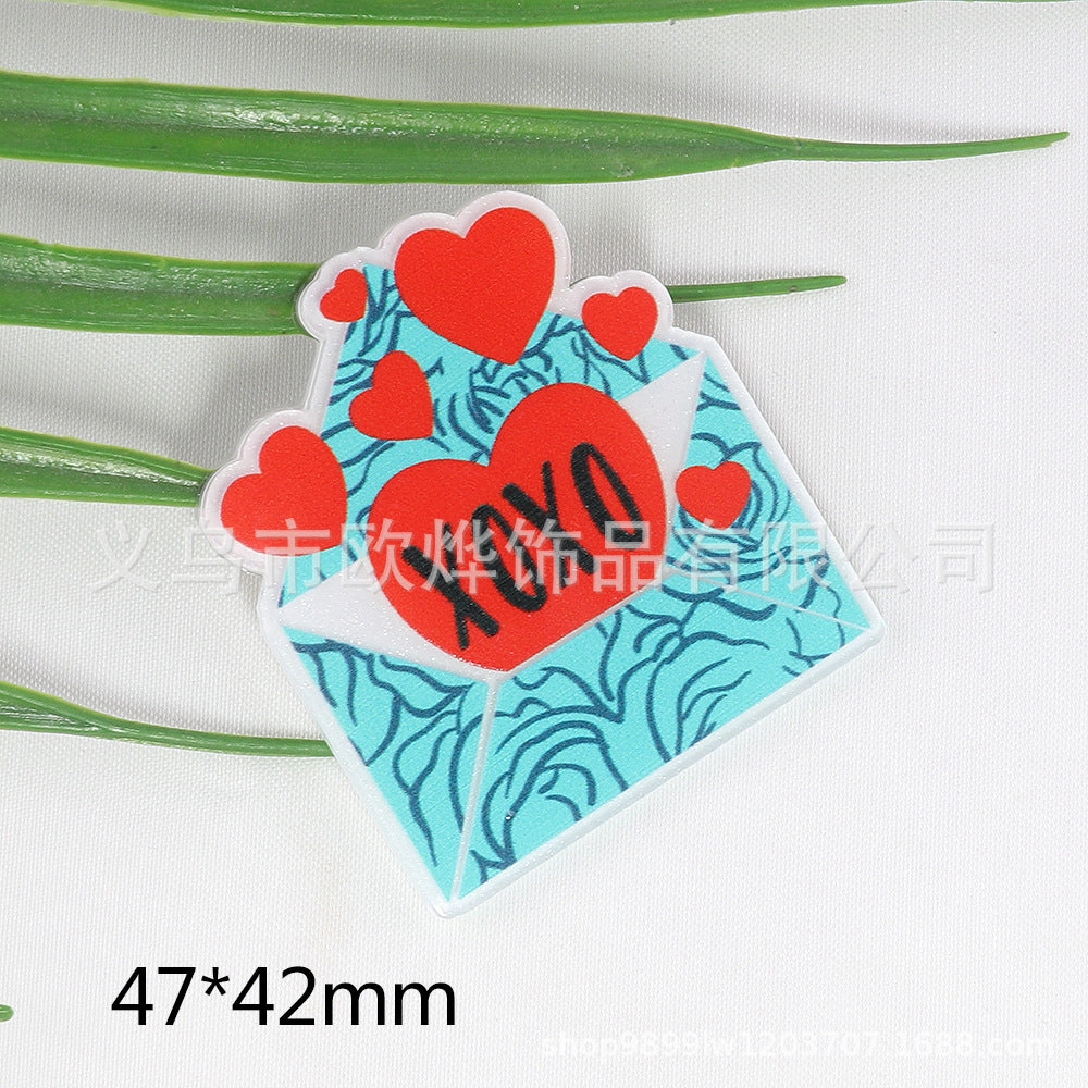 Wholesale 10pcs New loose powder heart letters cute acrylic pin DIY patch accessories