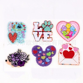 Wholesale 10pcs New loose powder heart letters cute acrylic pin DIY patch accessories