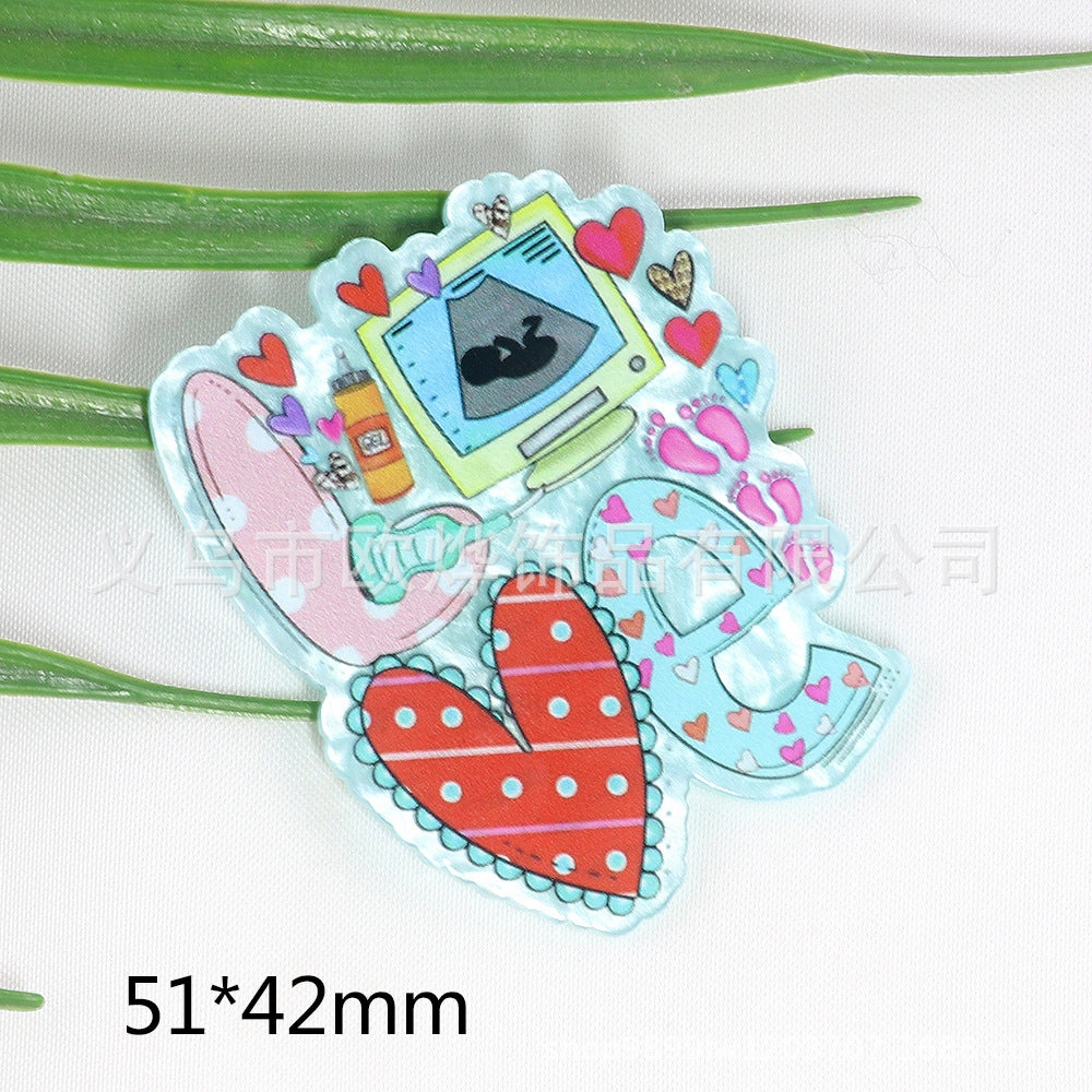 Wholesale 10pcs New loose powder heart letters cute acrylic pin DIY patch accessories