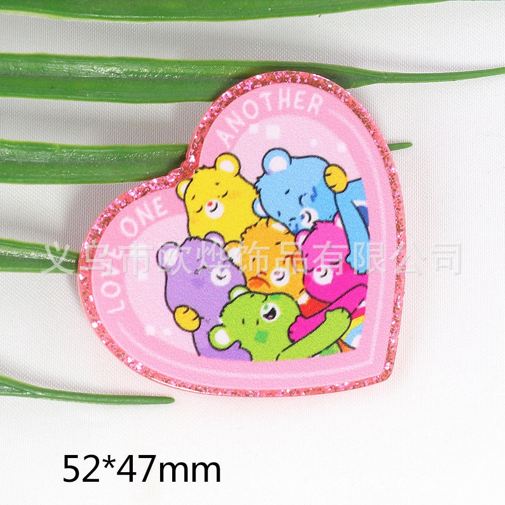 Wholesale 10pcs New loose powder heart letters cute acrylic pin DIY patch accessories