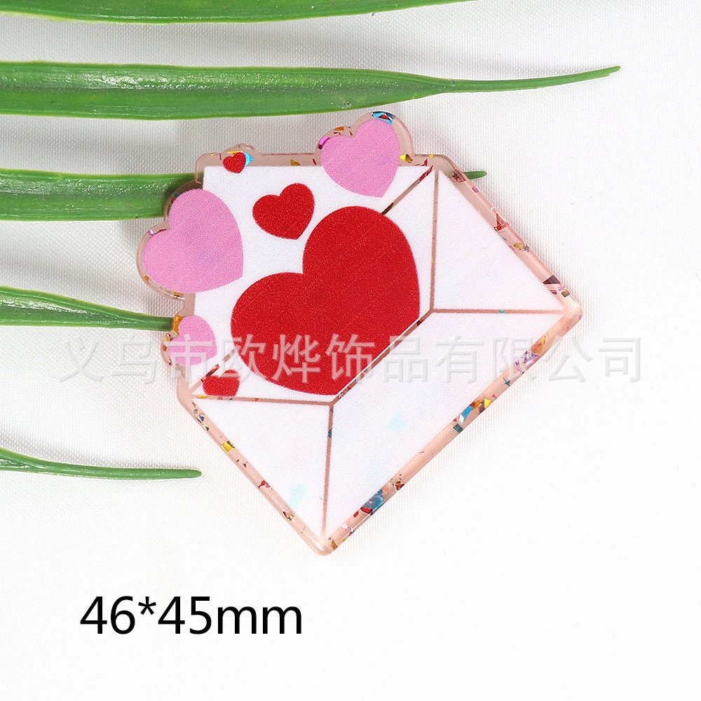 Wholesale 10pcs New loose powder heart letters cute acrylic pin DIY patch accessories