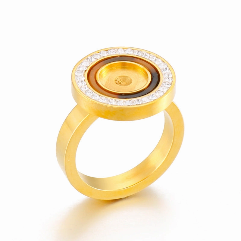 Wholesale 10PCS Stainless Steel Zircon Trimmed Men's Rings