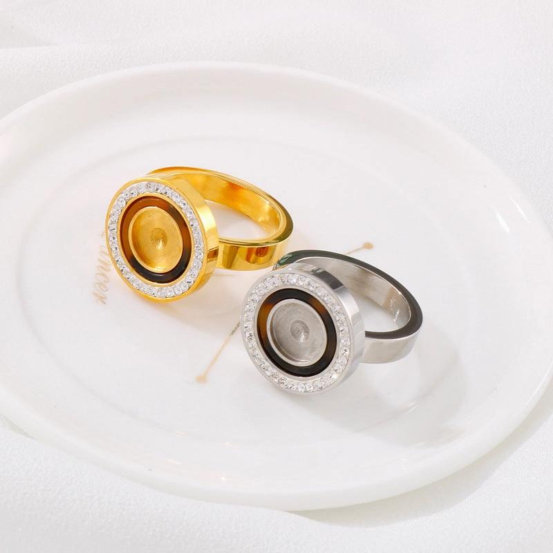 Wholesale 10PCS Stainless Steel Zircon Trimmed Men's Rings