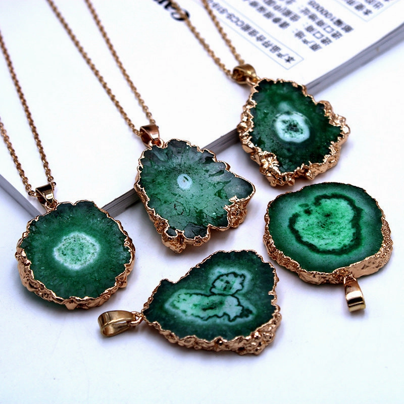 Wholesale 10PCS Sun Flower Pendant Natural Agate Stone Necklace