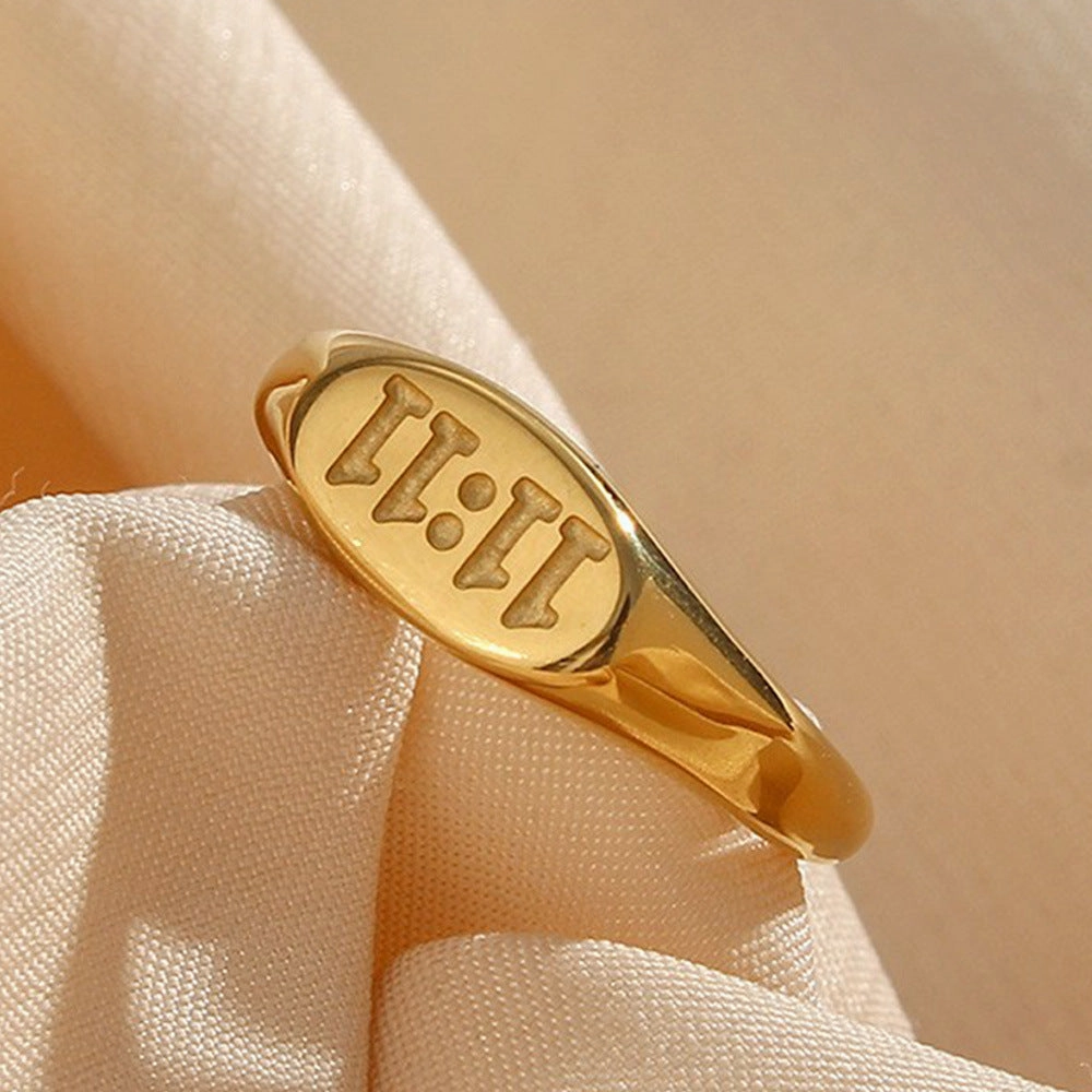 Wholesale 11:11 Pattern Gold Stainless Steel Ring