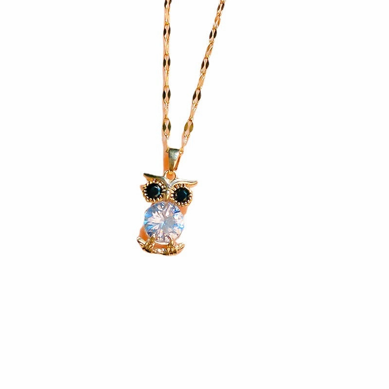 Wholesale 12pcs/pack Titanium Steel Owl Pendant Necklace Earring Set