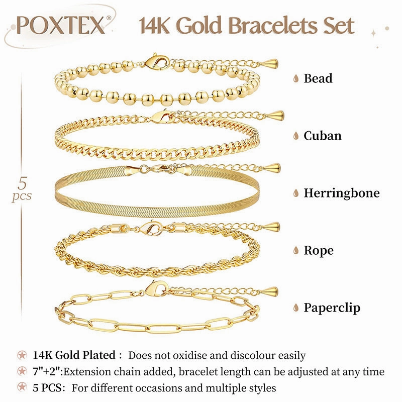 Wholesale 14K 10PCS Gold Plated Exquisite Bracelets