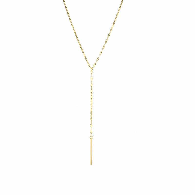 Wholesale 14K Gold-plated Stainless Steel Y-shaped Lace Lip Chain Necklace