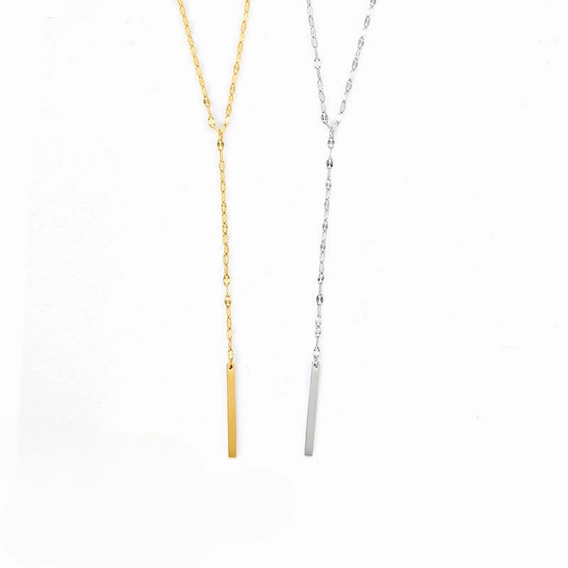 Wholesale 14K Gold-plated Stainless Steel Y-shaped Lace Lip Chain Necklace