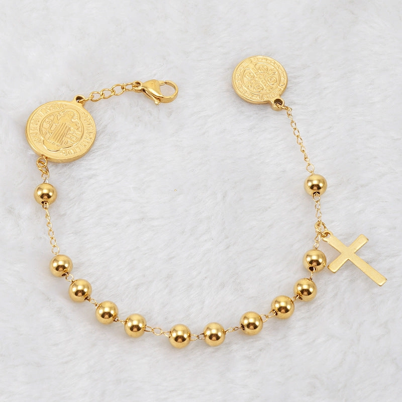 Wholesale 18K Beaded Stainless Steel Bracelet