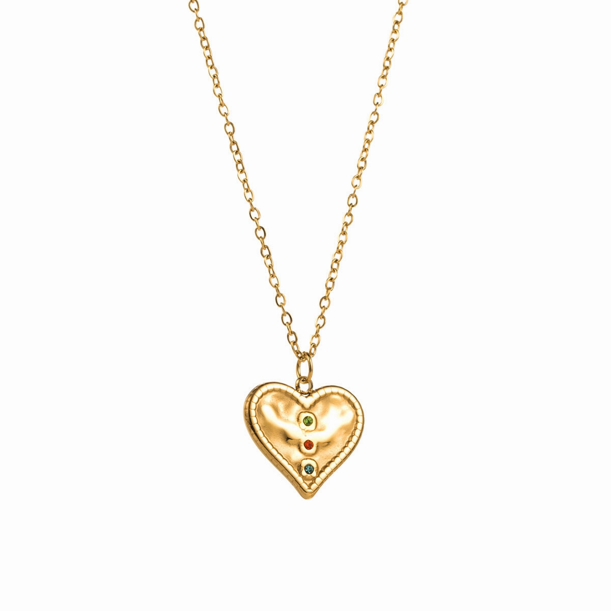 Wholesale 18k Color-preserving Stainless Steel Diamond Heart Devil's Eye Necklace