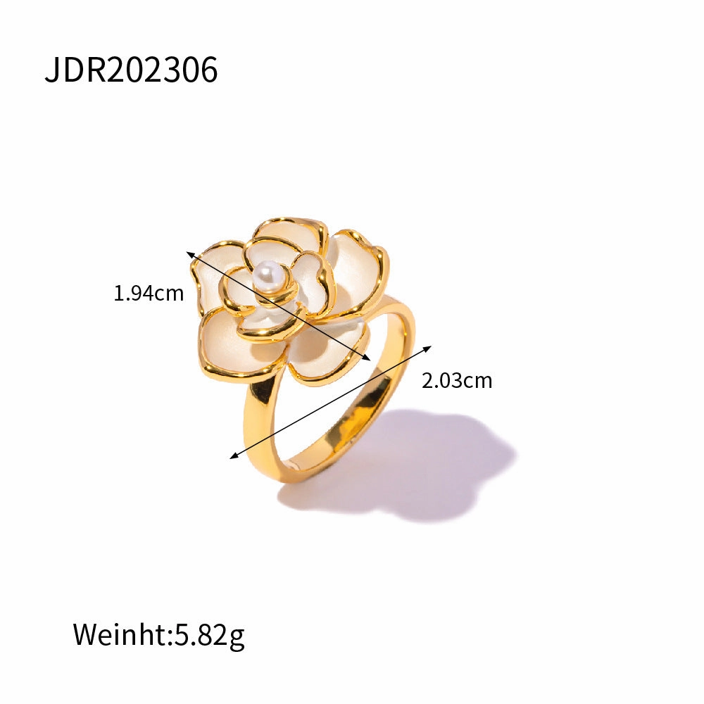 Wholesale 18k Gold Enamel Camellia Copper Rings