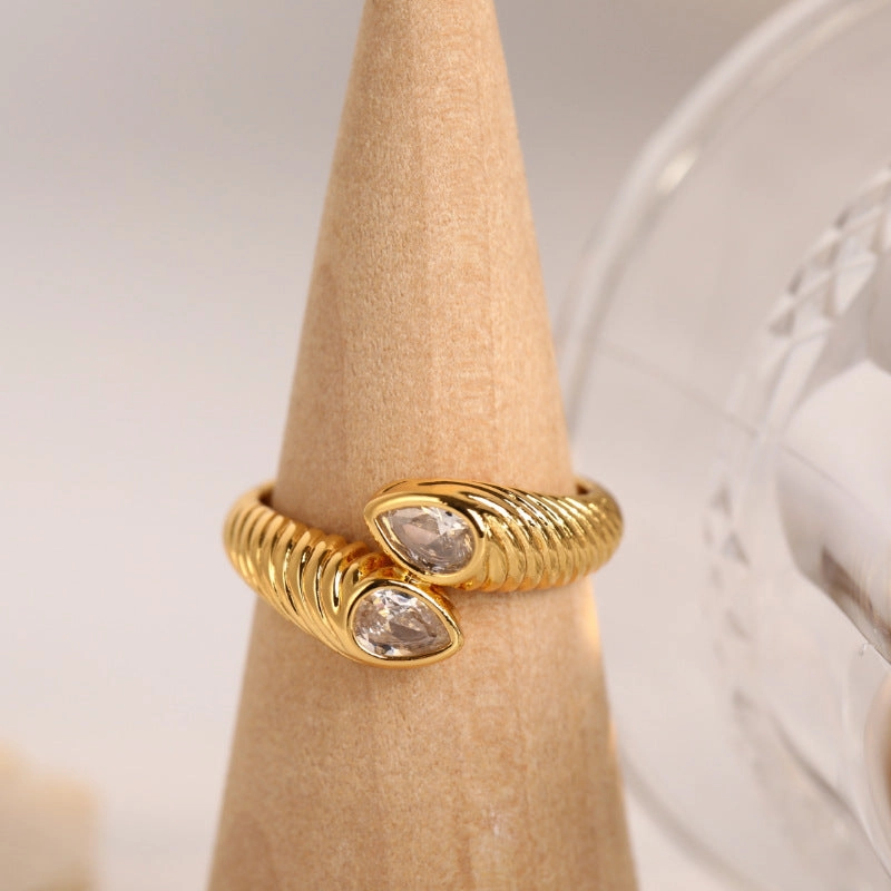 Wholesale 18K Gold Medieval Zircon Copper Rings