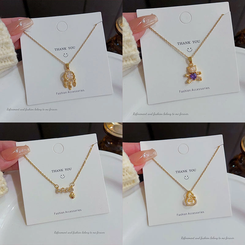 Wholesale 18K Gold Plated Titanium Steel Geometric Rhombus Necklace Clavicle Chain