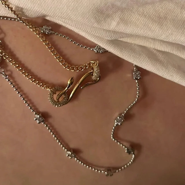 Wholesale 18k Gold-plated Titanium Steel Retro Snake Shaped Necklace