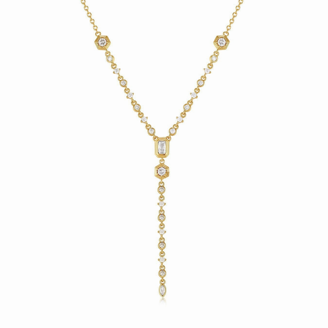 Wholesale 18k Gold-plated Titanium Steel Tassel Zircon Necklace