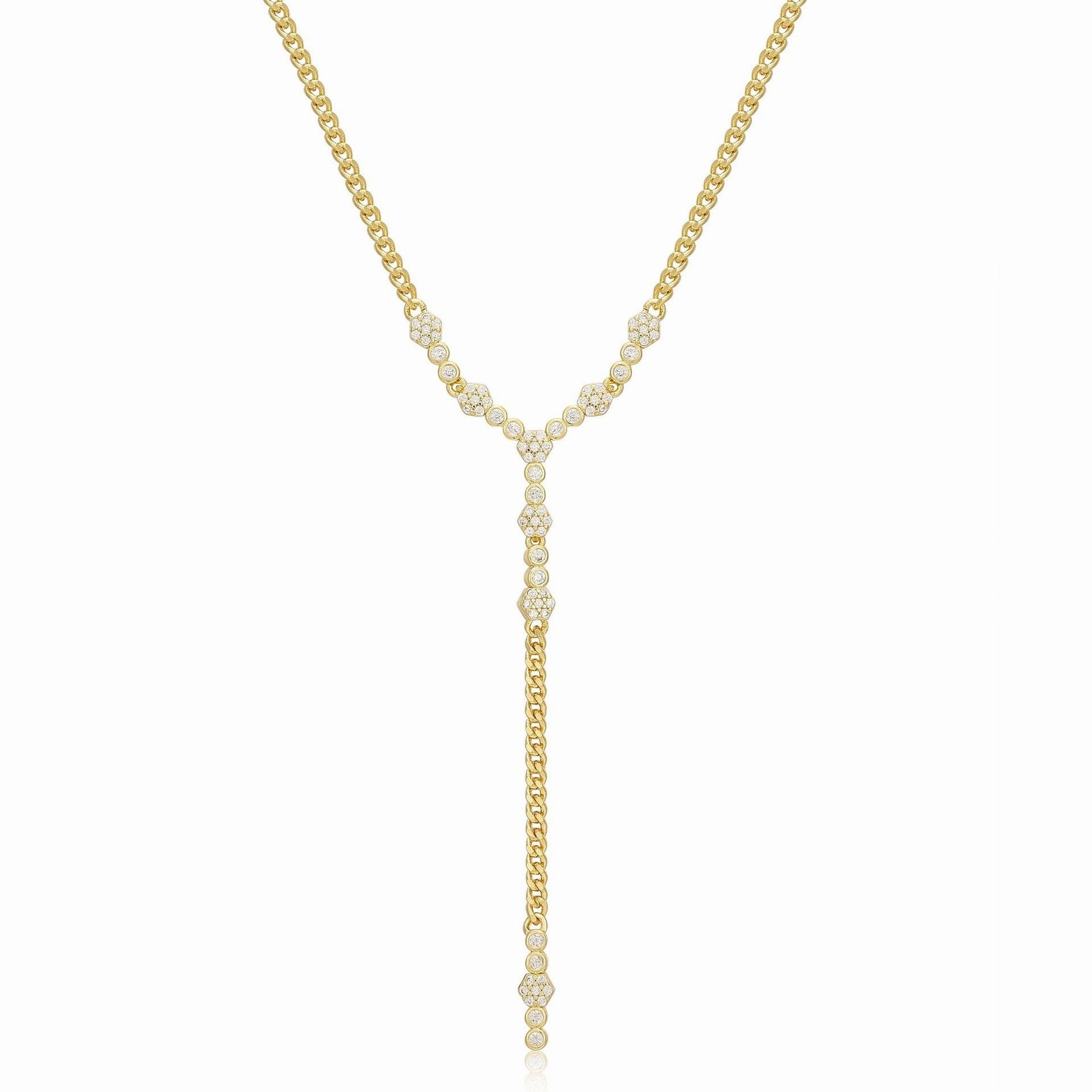 Wholesale 18k Gold-plated Titanium Steel Tassel Zircon Necklace