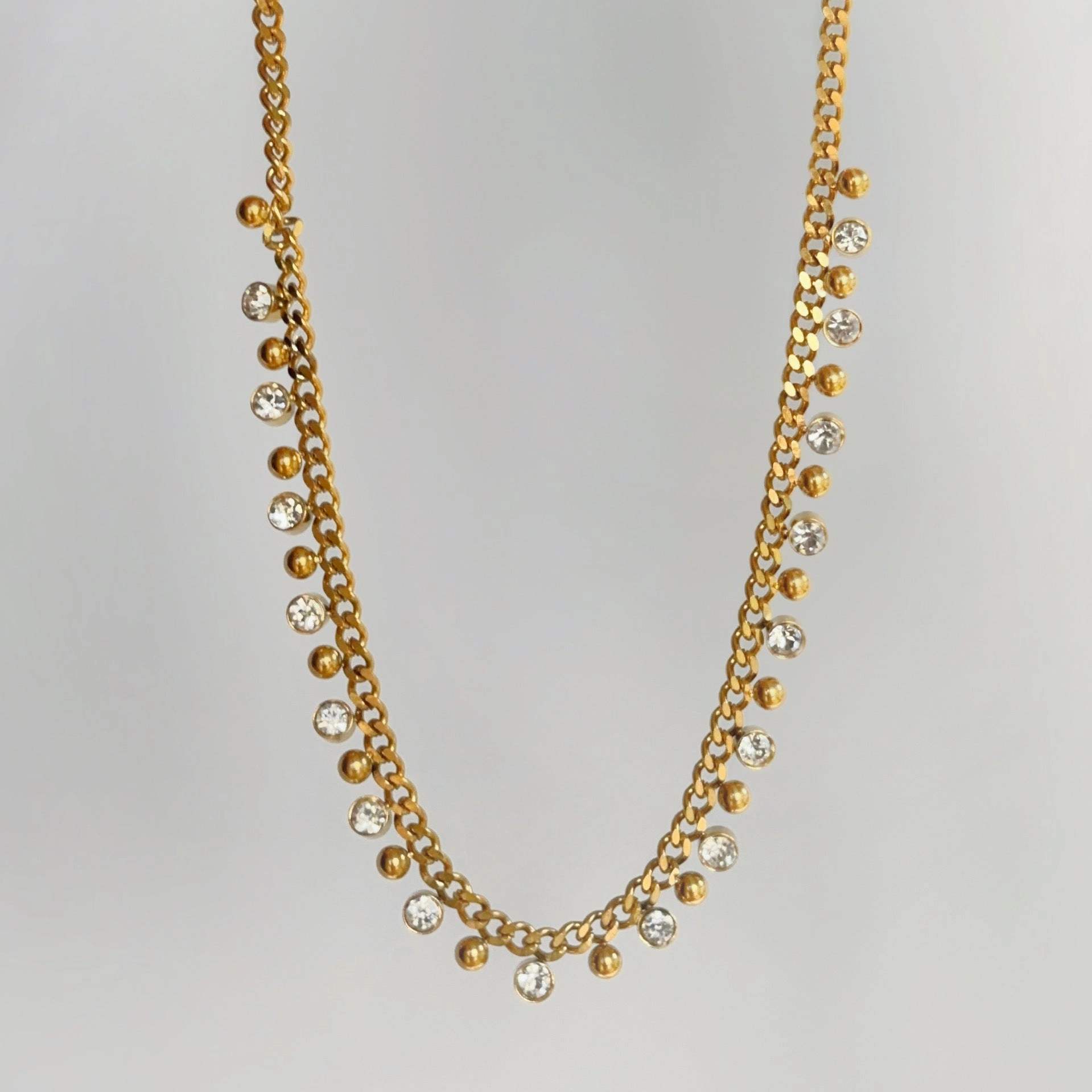 Wholesale 18k Gold-plated Titanium Steel Tassel Zircon Necklace