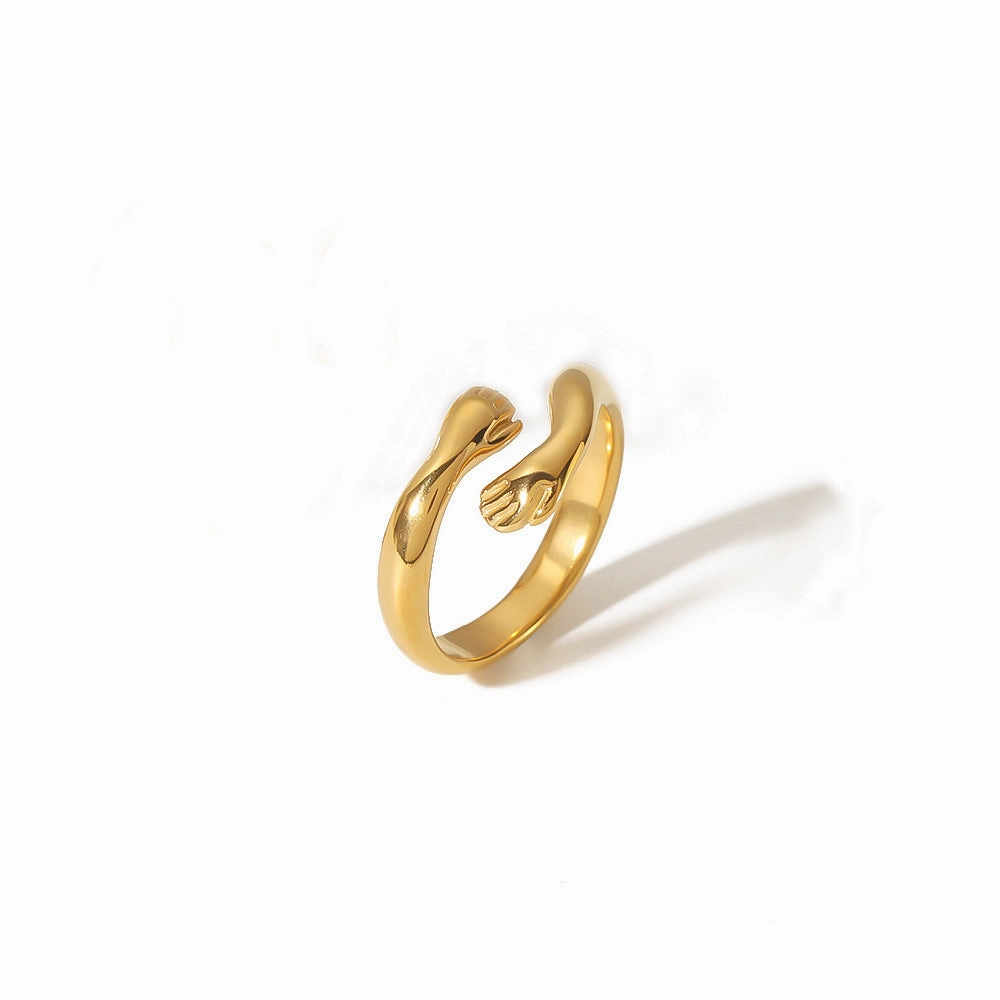 Wholesale 18K Gold Stainless Steel Adjustable Ring with Two Hands