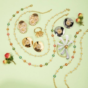 Wholesale 18k Gold Stainless Steel Daisy Gold Color Daisy Chain Necklaces