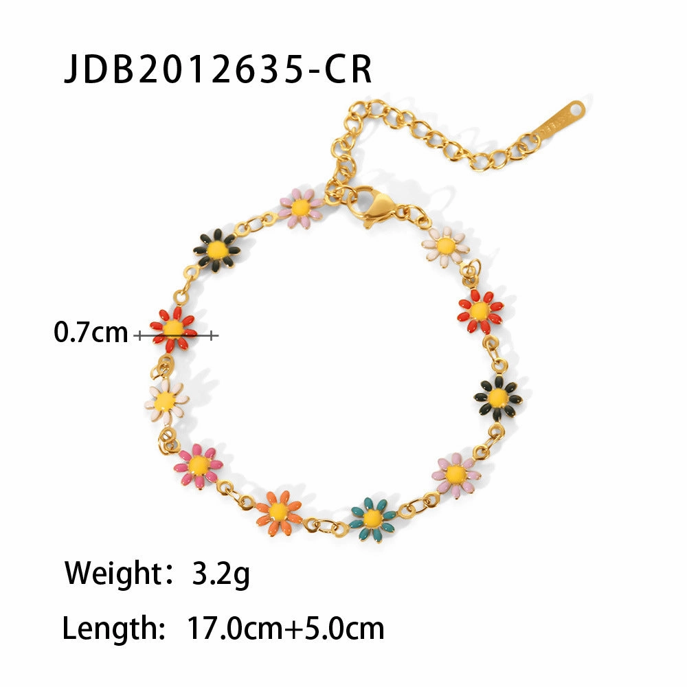 Wholesale 18k Gold Stainless Steel Daisy Gold Color Daisy Chain Necklaces