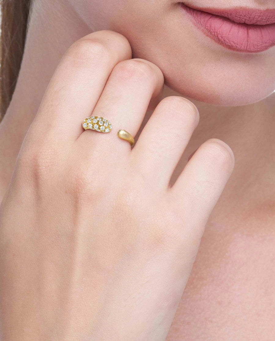 Wholesale 18K Gold Stainless Steel Diamond Set Open Ring