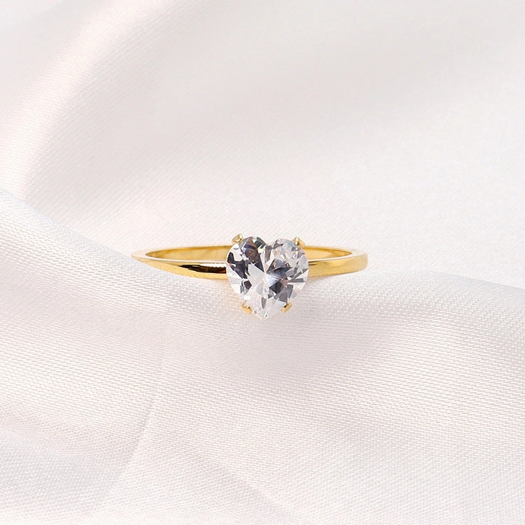 Wholesale 18K Gold Stainless Steel Heart Ring