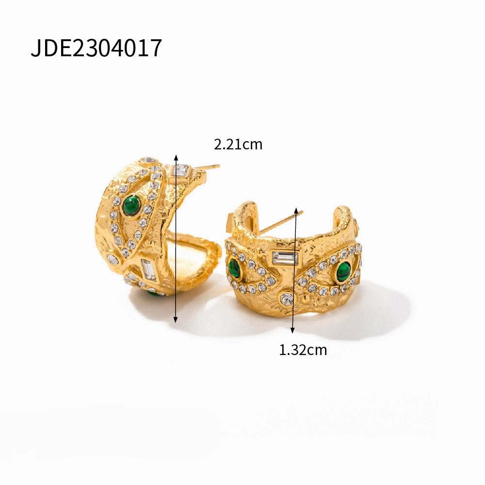 Wholesale 18K Gold Stainless Steel Inlaid Zircon Square Demon Eye Square Brand Ring