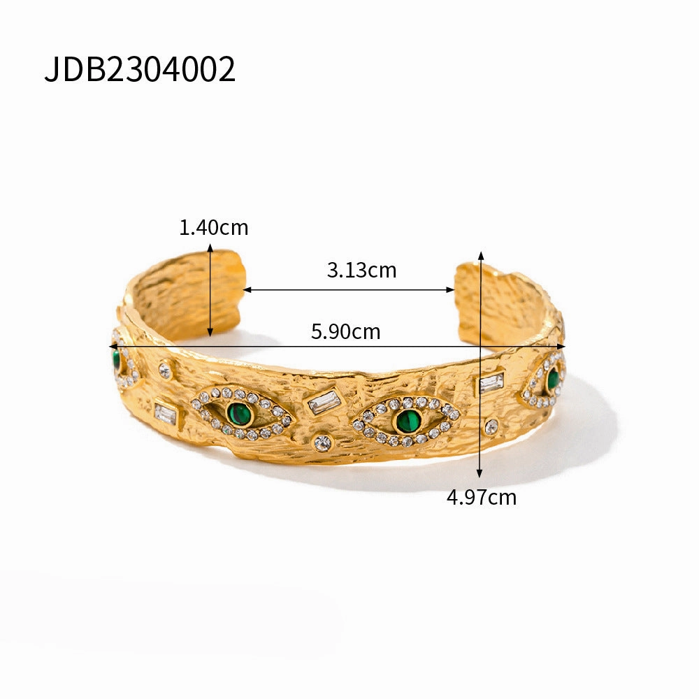 Wholesale 18K Gold Stainless Steel Inlaid Zircon Square Demon Eye Square Brand Ring